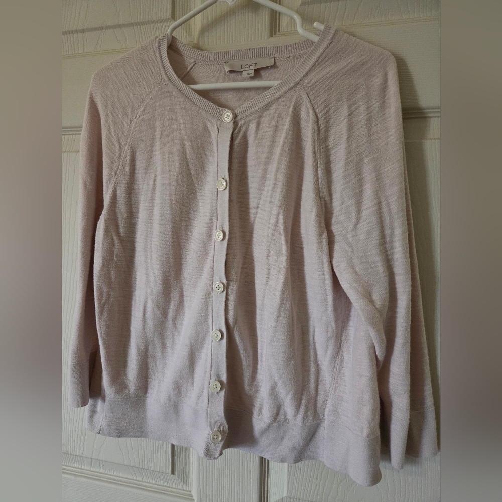 LOFT Women's Cream Cardigan Sweater Size L - Picture 2 of 5